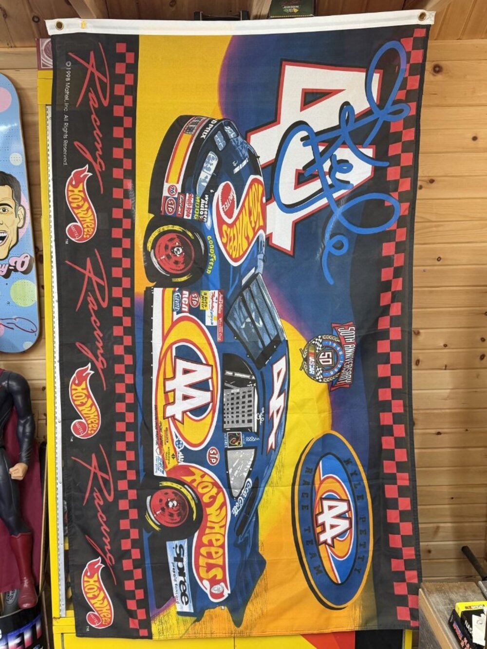 Vintage 90s Kyle Petty Hot Wheels NASCAR Flag 3 X 5 Ft 1998